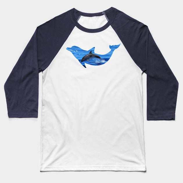 Dolphin ocean silhouette Baseball T-Shirt by LukjanovArt